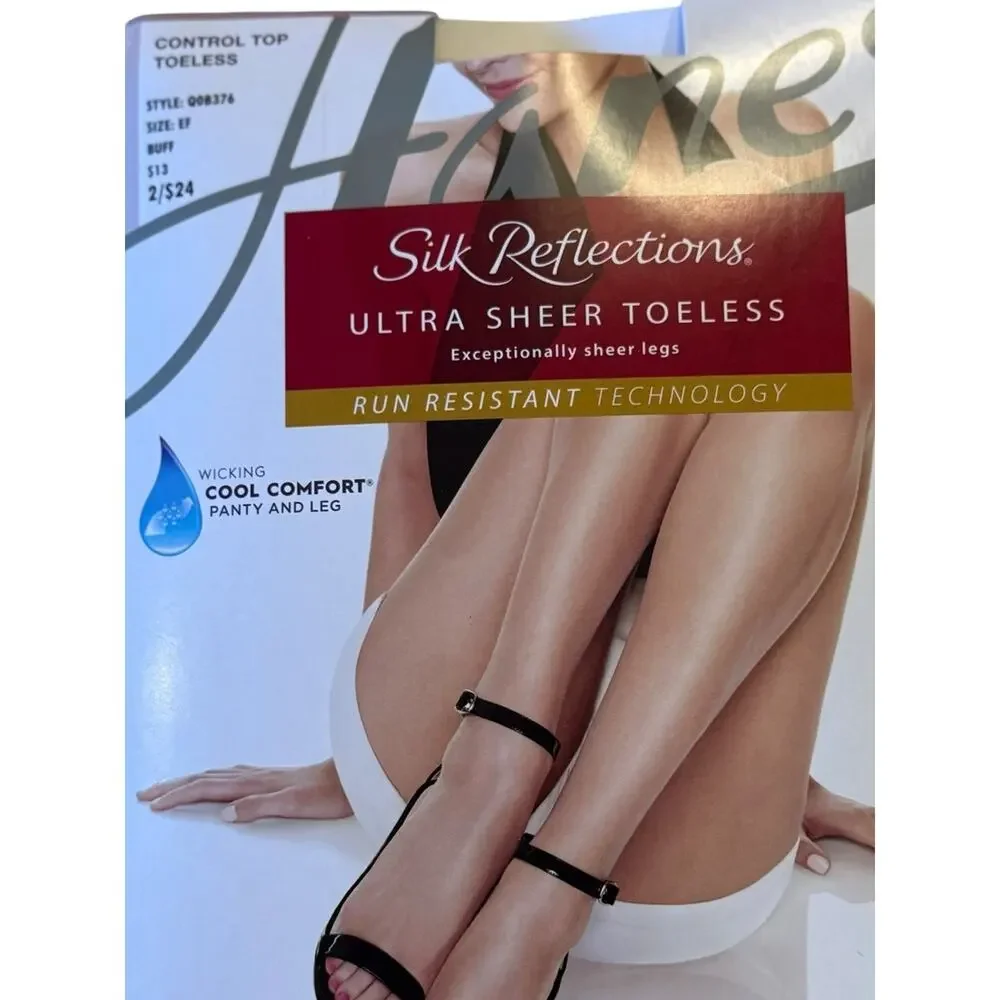 Hanes Silk Reflections Sheer Hosiery - Nude/Tan Size EF - Buff & Little Color